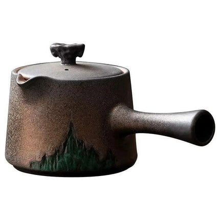 Elegant Gilt Ceramic Teapot with Comfortable Side Handle for Authentic Chinese Tea Ceremony - Très Elite