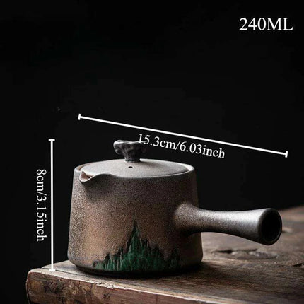 Elegant Gilt Ceramic Teapot with Comfortable Side Handle for Authentic Chinese Tea Ceremony - Très Elite