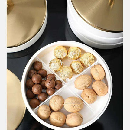 Elegant Ginkgo Leaf Ceramic Serving Tray with Stylish Metal Accents - Très Elite