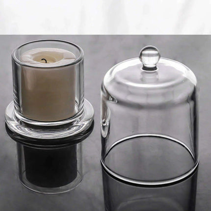 Elegant Glass Tealight Holder with Protective Dome for Timeless Home Decor - Très Elite