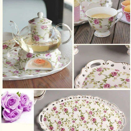 Elegant Glass Teapot & Porcelain Cup Set for Afternoon Tea - Perfect Gift for Home Celebrations - Très Elite