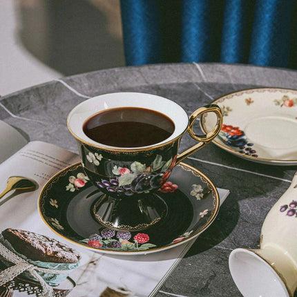 Elegant Gold-Accented Bone China Coffee Cup Set - Très Elite
