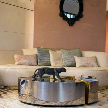 Elegant Gold-Finished Stainless Steel Coffee Table: A Stylish Addition for Modern Interiors - Très Elite