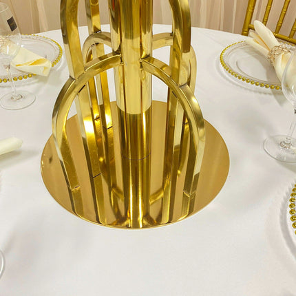 Elegant Gold Floral Display Set with Arch Tree Stand for Weddings - Très Elite