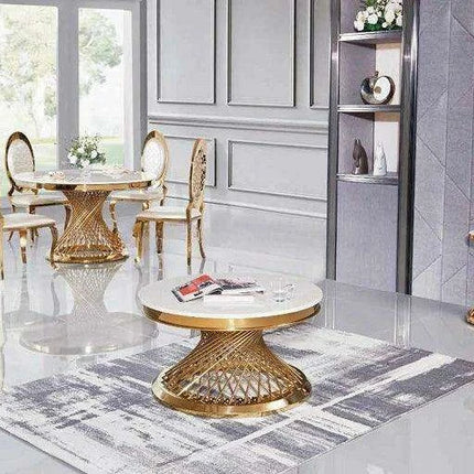 Elegant Gold Marble Coffee Table - Luxurious Home Accent