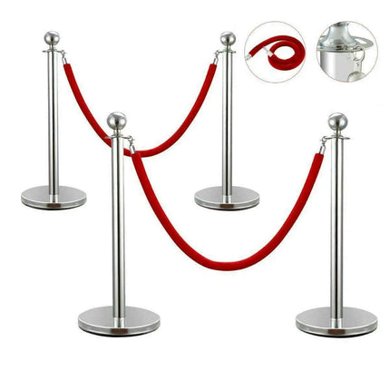 Elegant Gold Stainless Steel Stanchion Set with Red Velvet Rope & Secure Base for Event Management - Très Elite