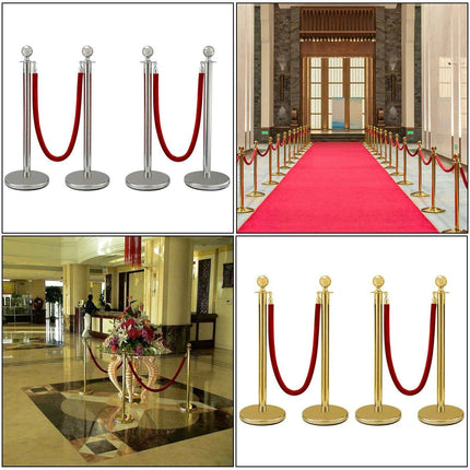 Elegant Gold Stainless Steel Stanchion Set with Red Velvet Rope & Secure Base for Event Management - Très Elite