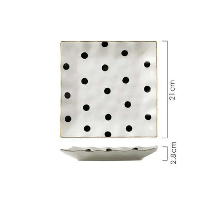 Elegant Gold-Trimmed Polka Dot Ceramic Dining Set for Sophisticated Entertaining - Très Elite