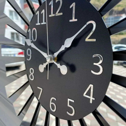 Elegant Gold and Silver Mirror Wall Clock with Wooden Layer and Piano Design - Très Elite