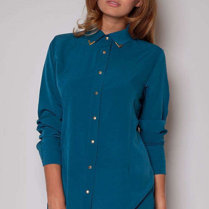 Elegant Golden Button Long Sleeve Blouse - Figl 28058 - Très Elite