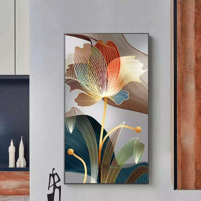Elegant Golden Line Floral Abstract Canvas Art: A Luxurious Addition to Your Decor