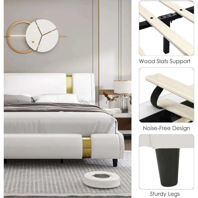 Elegant Golden Upholstered Adjustable Bed Frame