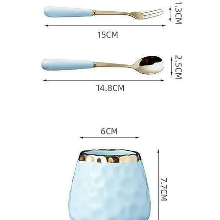 Elegant Golden Veined Ceramic Cutlery Collection with Chic Storage Holder - Très Elite