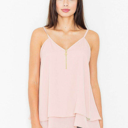 Elegant Golden Zip Detail Blouse from Figl's Exclusive Collection