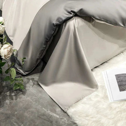 Elegant Gray 60S Egyptian Cotton Luxury Bedding Set with Intricate Embroidery - Très Elite