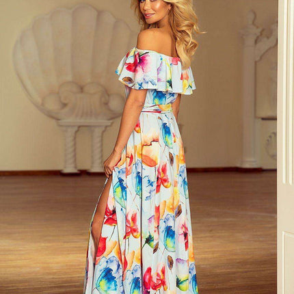 Elegant Green Leaf Maxi Dress with Luxe Gold Accents - Numoco - Très Elite