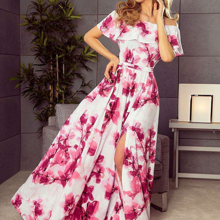 Elegant Green Leaf Maxi Dress with Luxe Gold Accents - Numoco - Très Elite