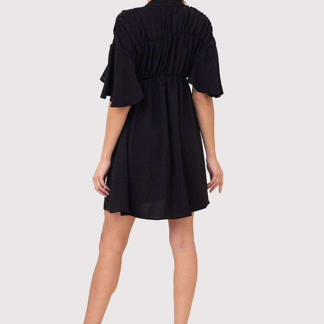 Elegant Green Mini Dress with Chic Gold Button Accents