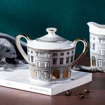 Elegant Grey Bone China Swan Fort Afternoon Tea Coffee Set - Très Elite