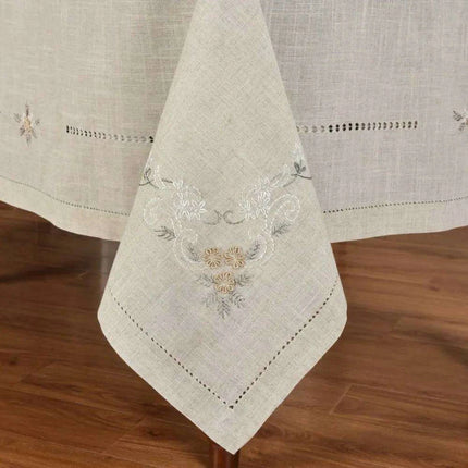 Elegant Grey Linen Dining Set with 8 Hand-Embroidered Napkins - Exquisite Table Ensemble- Très Elite- Très Elite