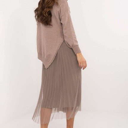Elegant Grey Set 202693 Midi Dress And Matching Sweater - Très Elite