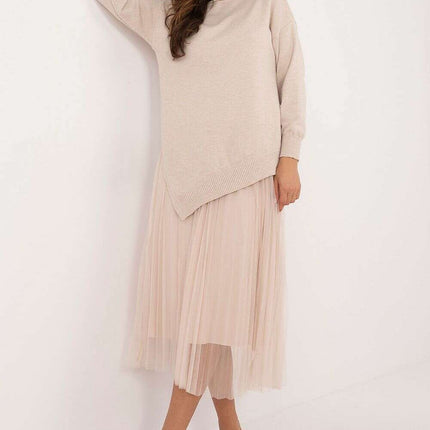 Elegant Grey Set 202693 Midi Dress And Matching Sweater - Très Elite