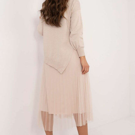Elegant Grey Set 202693 Midi Dress And Matching Sweater - Très Elite