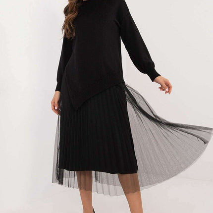 Elegant Grey Set 202693 Midi Dress And Matching Sweater - Très Elite