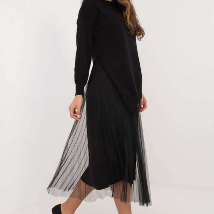 Elegant Grey Set 202693 Midi Dress And Matching Sweater - Très Elite