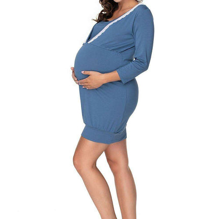 Elegant Guipure Maternity Nightshirt for Stylish Moms-to-Be - Très Elite