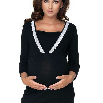 Elegant Guipure Maternity Nightshirt for Stylish Moms-to-Be - Très Elite