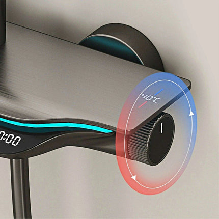 Elegant Gunmetal LED Shower System with Smart Temperature Management and Dual Control Features - Très Elite