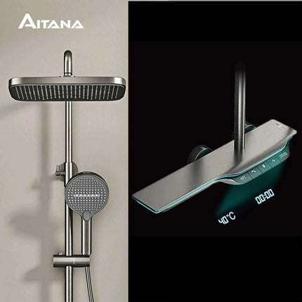 Elegant Gunmetal LED Shower System with Smart Temperature Management and Dual Control Features - Très Elite