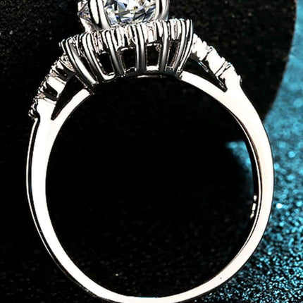 Elegant Halo Lab-Diamond and Zircon Accent Ring