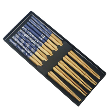 Elegant Handcrafted Bamboo Chopstick Set - 5 Pairs, 23.5cm Natural Wood for Sushi & Noodles - Très Elite