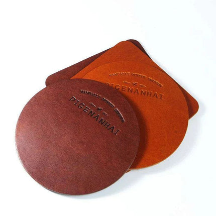 Elegant Handcrafted Italian Leather Coasters - Premium Heat-Resistant Drink Mats - Très Elite