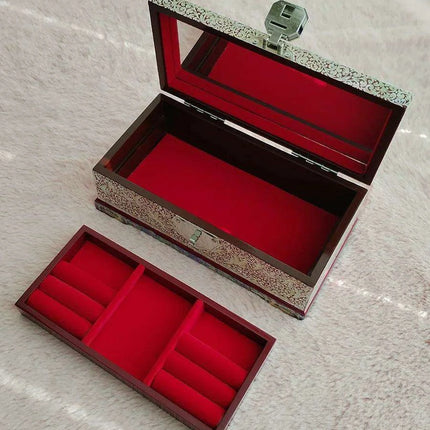Elegant Handcrafted Mother of Pearl Jewelry Box with Mirror - Stylish Vanity Organizer for Women - Très Elite