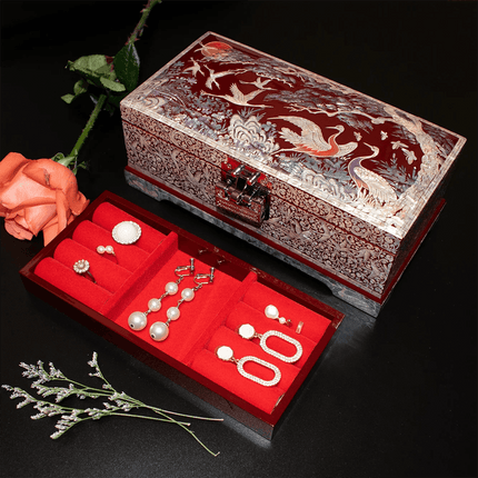 Elegant Handcrafted Mother of Pearl Jewelry Box with Mirror - Stylish Vanity Organizer for Women - Très Elite