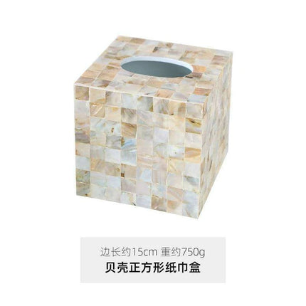 Elegant Handcrafted Mother of Pearl Tissue Box - Unique Artisan Decor for a Chic Home Upgrade - Très Elite