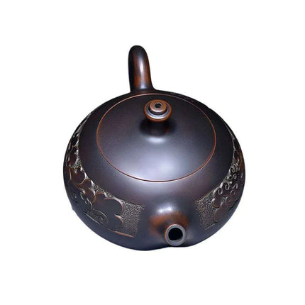 Elegant Handcrafted Purple Clay Teapot Set with Dragon and Phoenix Design - Perfect for Tea Lovers - Très Elite