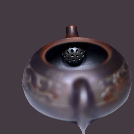 Elegant Handcrafted Purple Clay Teapot Set with Dragon and Phoenix Design - Perfect for Tea Lovers - Très Elite