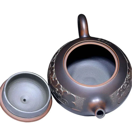 Elegant Handcrafted Purple Clay Teapot Set with Dragon and Phoenix Design - Perfect for Tea Lovers - Très Elite
