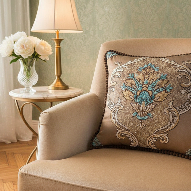 Handmade Beaded Jacquard Pillow Cover - Stylish Home Decor Accent 48x48cm - Très Elite