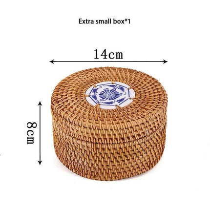 Elegant Handwoven Rattan Tea Caddy: The Perfect Organizer for Tea Aficionados..