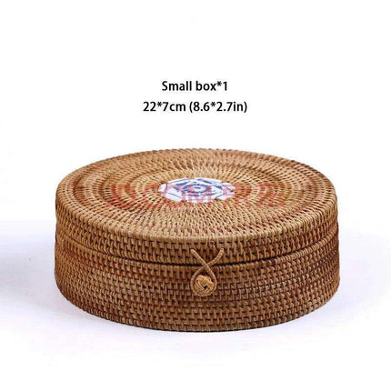 Elegant Handwoven Rattan Tea Caddy: The Perfect Organizer for Tea Aficionados..