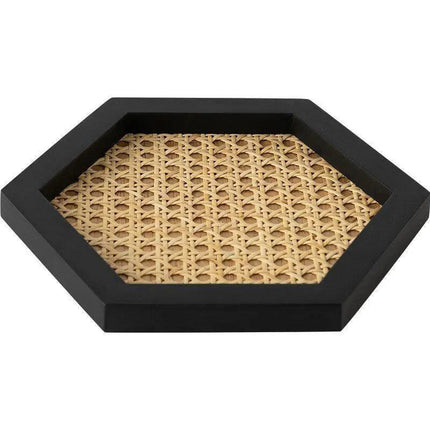 Elegant Handwoven Rattan and Wood Tray – A Chic Home Decor Essential - Très Elite