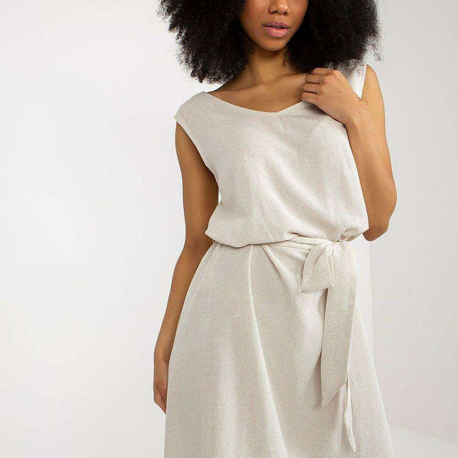 Elegant Heart Neckline Belted Summer Dress For Women