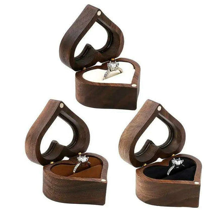 Elegant Heart-Shaped Walnut Jewelry Box - The Perfect Love Token for Special Moments - Très Elite