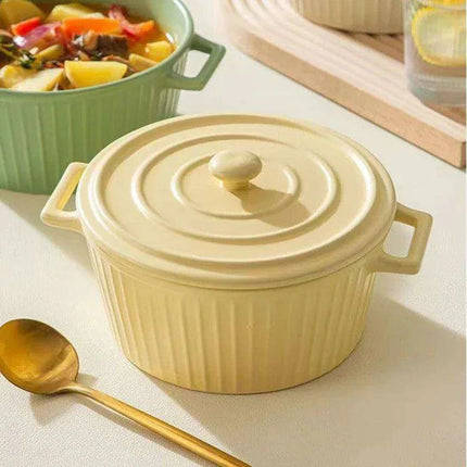 Elegant Heat-Insulating Ceramic Soup Bowl with Lid - Ideal for Ramen and Hearty Dishes - Très Elite