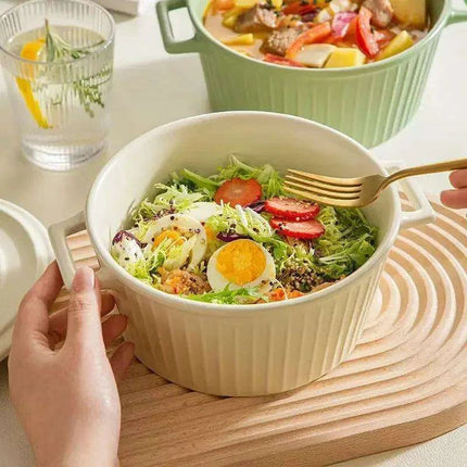 Elegant Heat-Insulating Ceramic Soup Bowl with Lid - Ideal for Ramen and Hearty Dishes - Très Elite